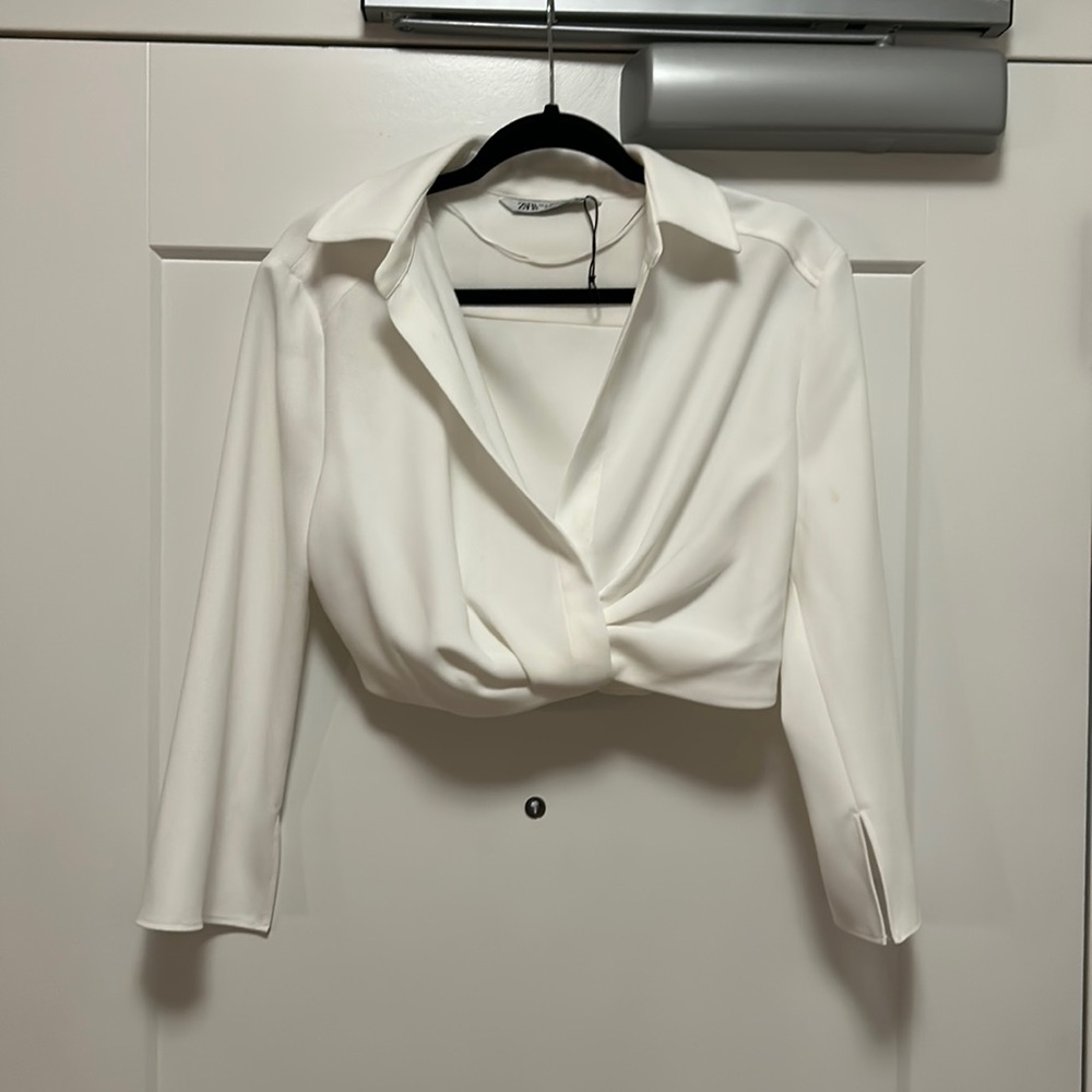 Zara White Crop Top size Small